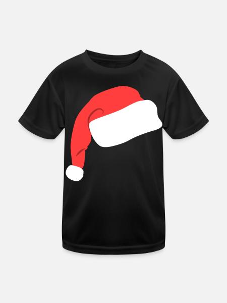 Lustige Nikolaus Mütze - Kinder Funktions-T-Shirt - Schwarz - Vorne