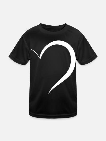 Half White Heart - Kids Functional T-Shirt - black - Front