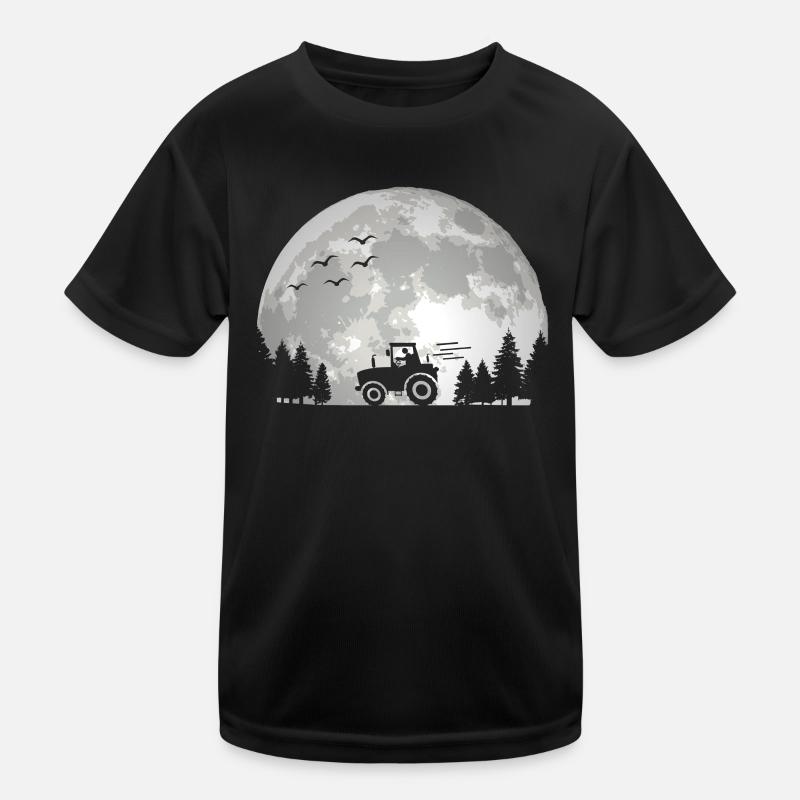 Traktorfahrer Traktor Trecker Landwirt Bauer Mond - Kinder Funktions-T-Shirt - Schwarz
