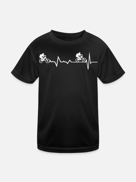 Rennräder Auf EKG Linie - Kinder Funktions-T-Shirt - Schwarz - Vorne