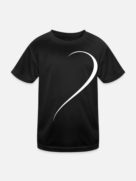 Demi-cœur blanc - T-shirt sport Enfant - noir - Devant