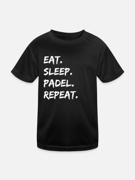 Padel Tennis - eat sleep padel repeat - Kids Functional T-Shirt - black - Front