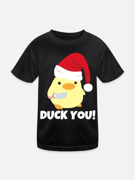 Canard vous! Canard de Noël avec mème au couteau - T-shirt sport Enfant - noir - Devant