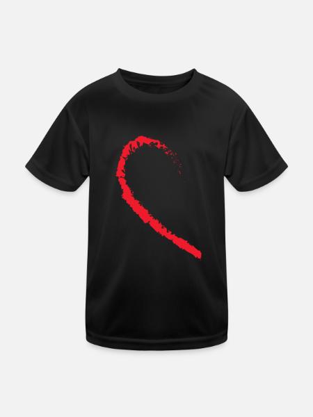 Demi-cœur rouge - T-shirt sport Enfant - noir - Devant