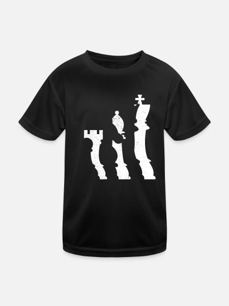 Schach Schachspieler Schachfiguren Silhoutte Chess - Kinder Funktions-T-Shirt - Schwarz - Vorne