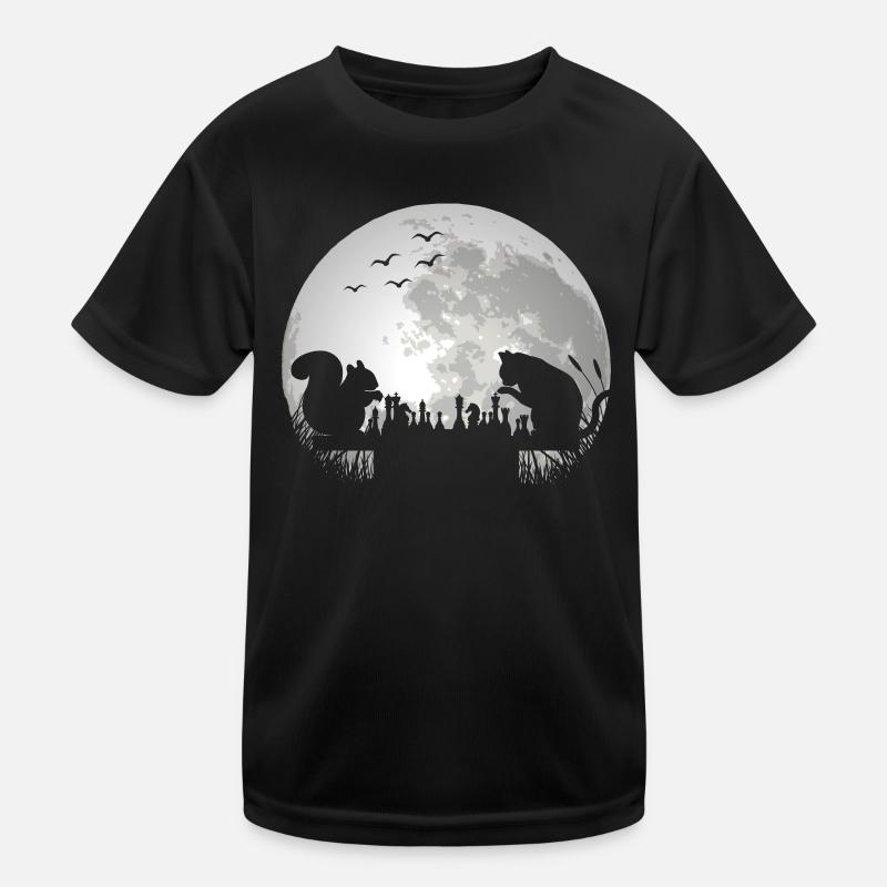 Chess Chess Player Cat Squirrel Moon Kids Functional T-Shirt