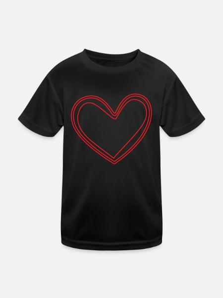Rotes Herz Geschenkidee - Kinder Funktions-T-Shirt - Schwarz - Vorne