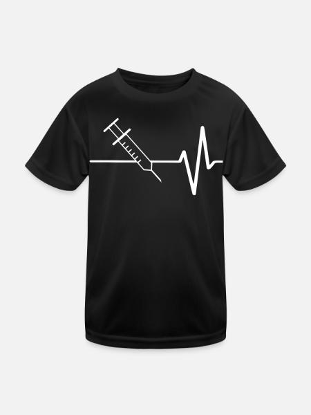 Spritze Mit EKG Linie - Kinder Funktions-T-Shirt - Schwarz - Vorne