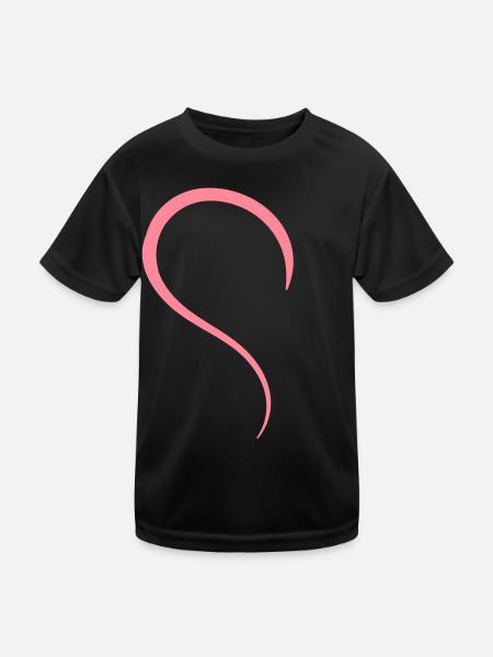 Halbes Herz Rosa - Kinder Funktions-T-Shirt - Schwarz - Vorne