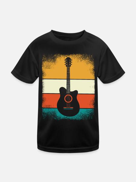 Guitare Rock Musique pour Guitaristes Rétro Vintage - T-shirt sport Enfant - noir - Devant