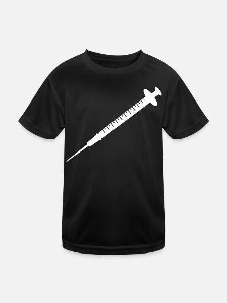 Spritze - Kinder Funktions-T-Shirt - Schwarz - Vorne