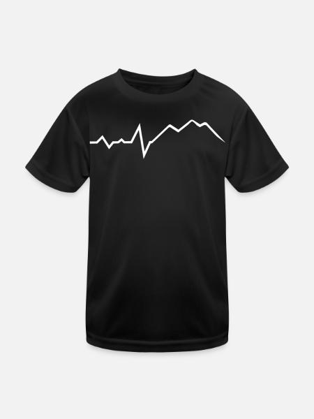 Herzschlag Mit Berg - Kinder Funktions-T-Shirt - Schwarz - Vorne