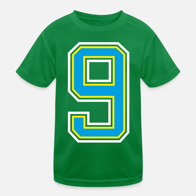 Zahl 9 Blaues Design Kinder Funktions-T-Shirt