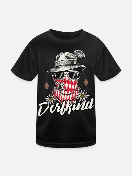 Dorfkind T-Shirt Lustiges Shirt Dorfkinder Dorf - Kinder Funktions-T-Shirt - Schwarz - Vorne