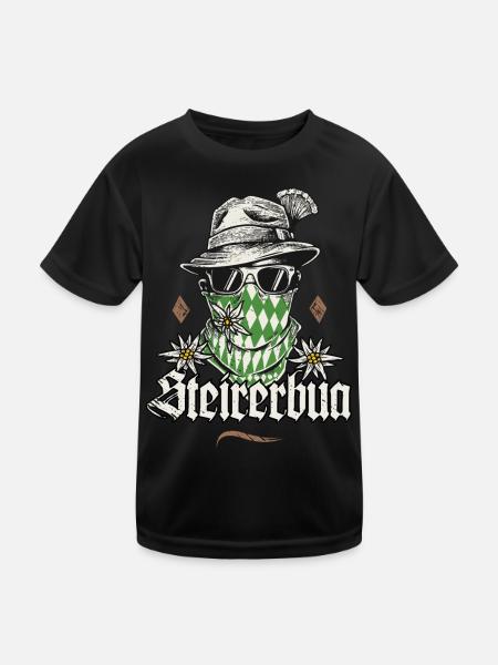 Steirerbua T-Shirt Herren Steiermark Shirt Männer - Kinder Funktions-T-Shirt - Schwarz - Vorne