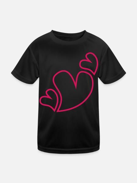Trois cœurs rouges - T-shirt sport Enfant - noir - Devant