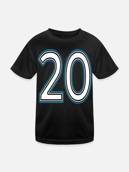 Zahl Nummer 20 - Kinder Funktions-T-Shirt - Schwarz - Vorne