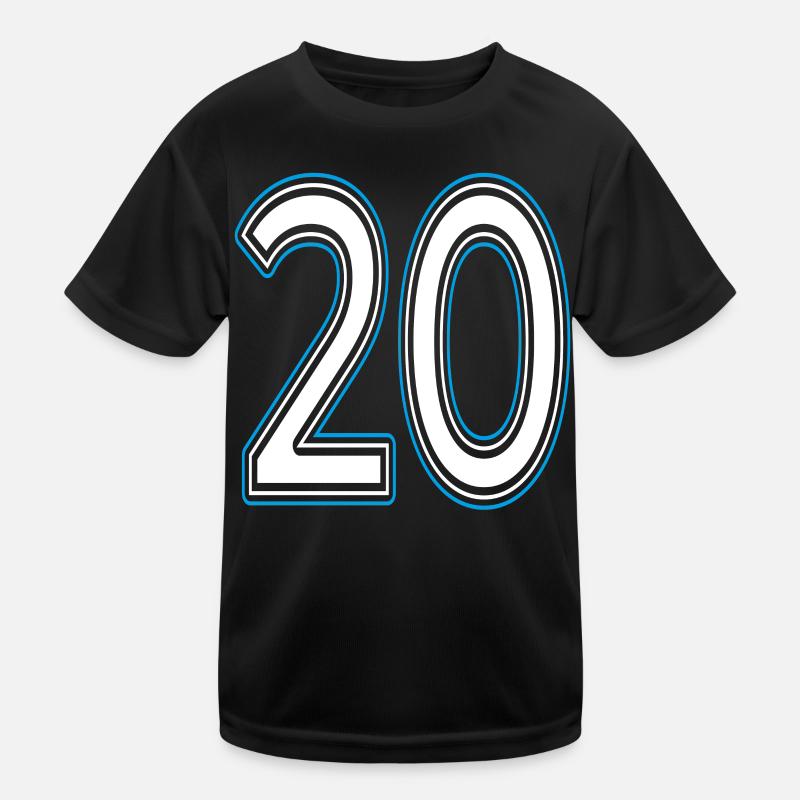Zahl Nummer 20 - Kinder Funktions-T-Shirt - Schwarz