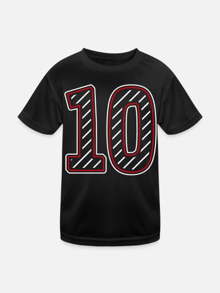 Number number 10 Striped - Kids Functional T-Shirt - black - Front