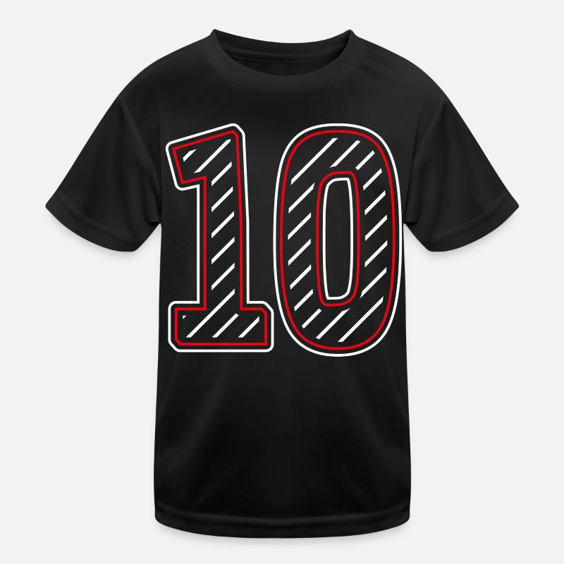 Zahl Nummer 10 Gestreift Kinder Funktions-T-Shirt