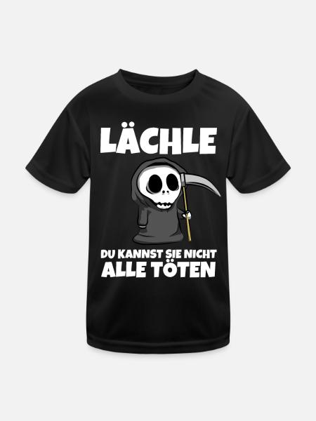 Lächle du kannst sie nicht alle töten - Sensenmann - Kinder Funktions-T-Shirt - Schwarz - Vorne