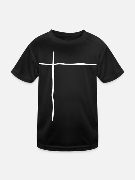 Weisse Linien - Kinder Funktions-T-Shirt - Schwarz - Vorne