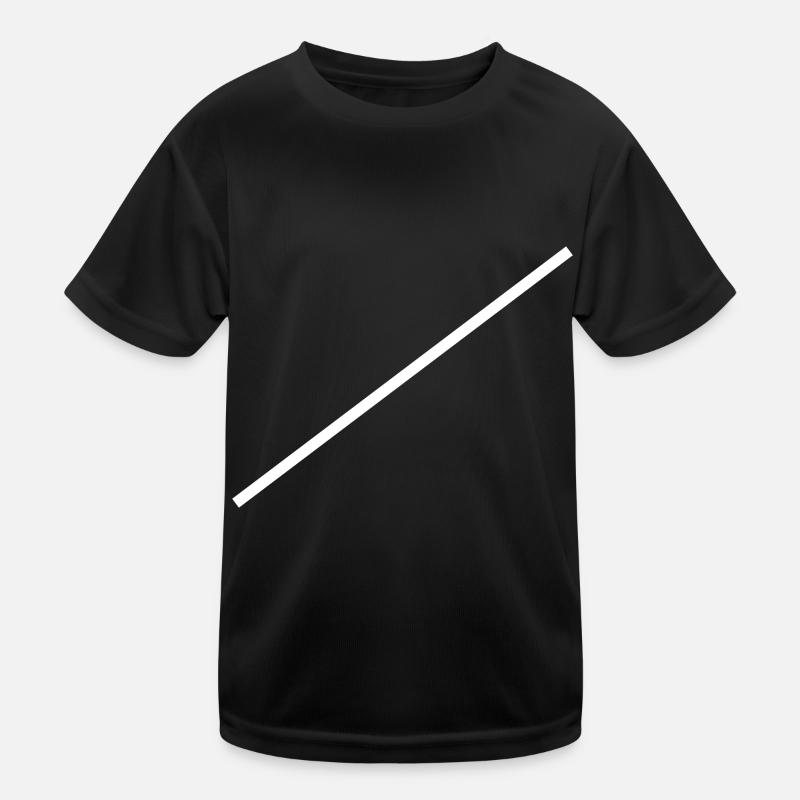 Weisse Linie Diagonal - Kinder Funktions-T-Shirt - Schwarz