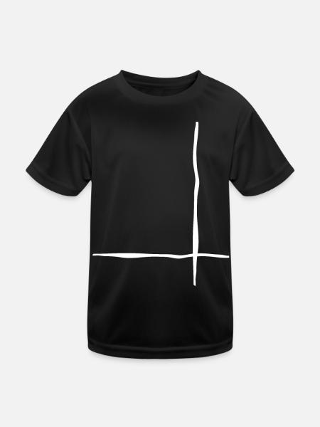 Weisse Linien Wellig - Kinder Funktions-T-Shirt - Schwarz - Vorne