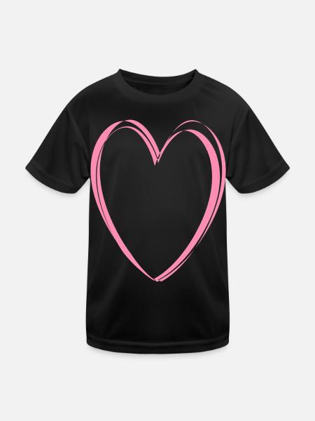 Pink Heart - Kids Functional T-Shirt - black - Front