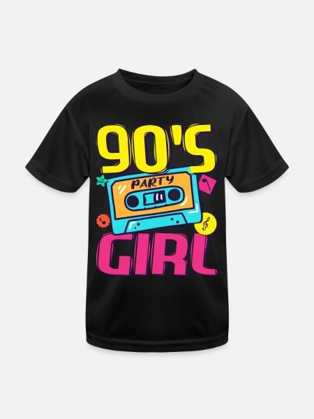 Tenue des années 90 Party Party 90s Devise de la fille de fête 1990 - T-shirt sport Enfant - noir - Devant