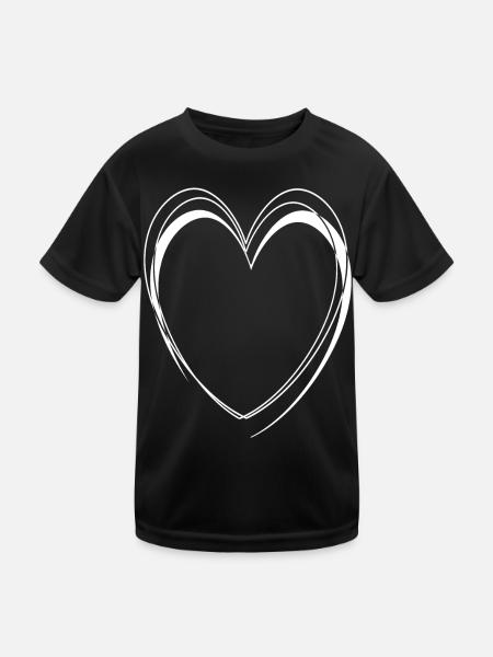 Simple White Heart - Kids Functional T-Shirt - black - Front