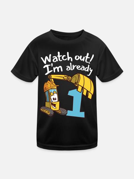 1er anniversaire Anniversaire Des enfants Bagger Party - T-shirt sport Enfant - noir - Devant