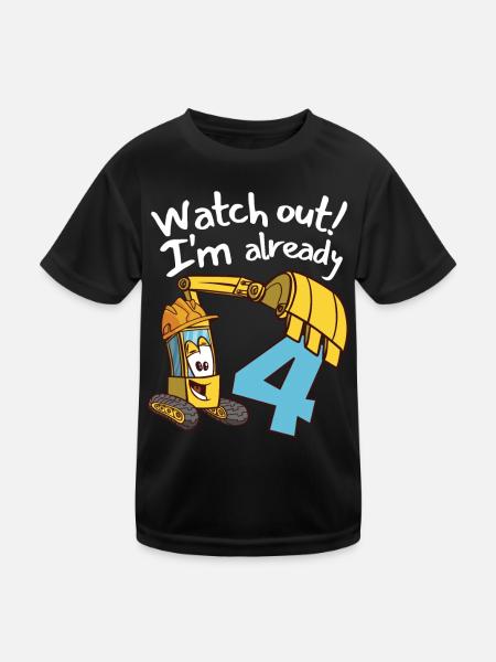 4ème anniversaire Anniversaire des enfants Bagger Party - T-shirt sport Enfant - noir - Devant