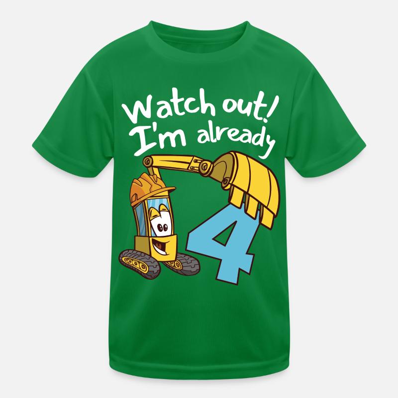 4. Geburtstag Kindergeburtstag Bagger Party Kinder Funktions-T-Shirt