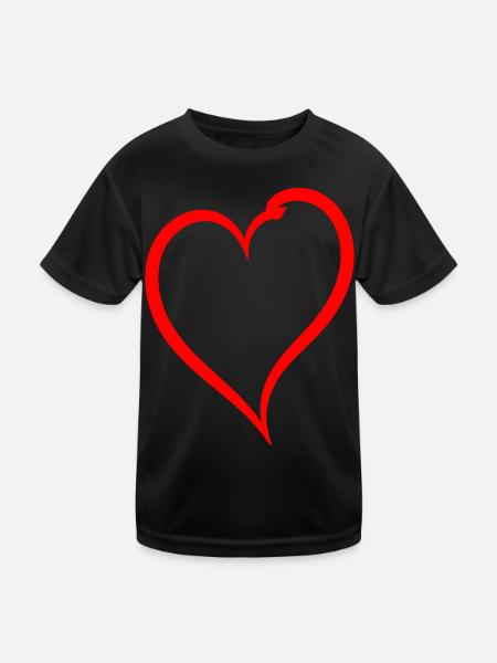 Cœur rouge simple - T-shirt sport Enfant - noir - Devant