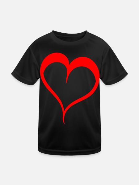 Conception rouge cœur - T-shirt sport Enfant - noir - Devant