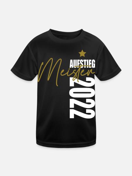 Meister 2022 Aufstiegstrikot Aufstieg 22 - Kinder Funktions-T-Shirt - Schwarz - Vorne