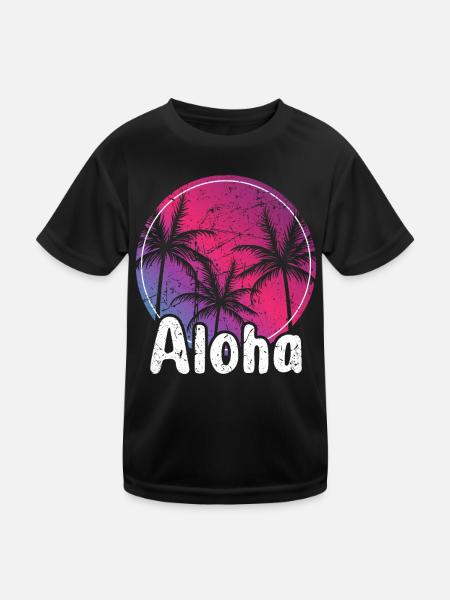 Aloha - Hawaii Surfing Retro Coucher de soleil - T-shirt sport Enfant - noir - Devant