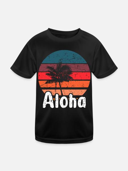 Aloha - Hawaii Surfing Retro Coucher de soleil - T-shirt sport Enfant - noir - Devant
