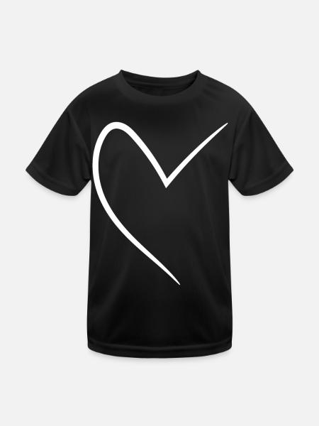 White Half Heart - Kids Functional T-Shirt - black - Front