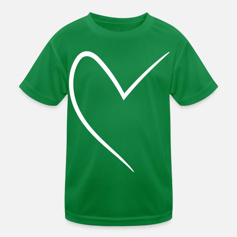 White Half Heart Kids Functional T-Shirt
