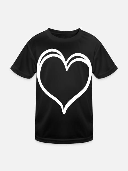 Cœur Blanc - T-shirt sport Enfant - noir - Devant