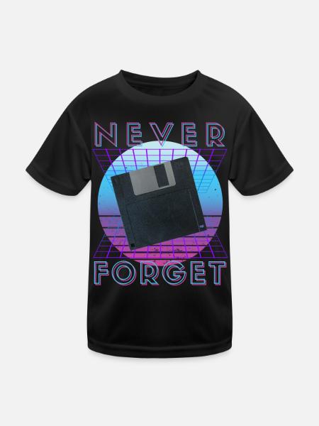 Never Forget Retro 80s 90s Nostalgia - Kids Functional T-Shirt - black - Front