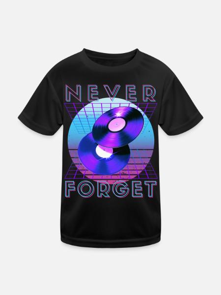 Never Forget Retro 80s 90s Nostalgia - Kids Functional T-Shirt - black - Front