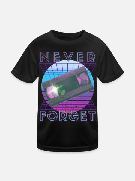Never Forget Retro 80s 90s Nostalgia - Kids Functional T-Shirt - black - Front
