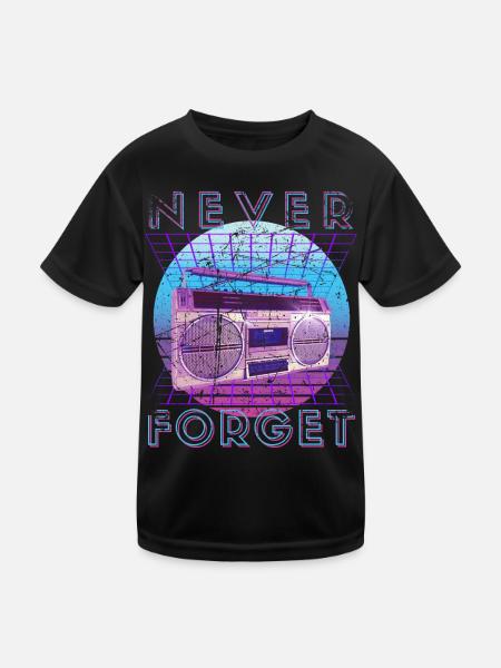 Never Forget Retro 80s 90s Nostalgia - Kids Functional T-Shirt - black - Front