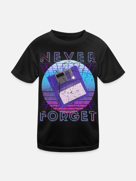 Never Forget Retro 80s 90s Nostalgia - Kids Functional T-Shirt - black - Front
