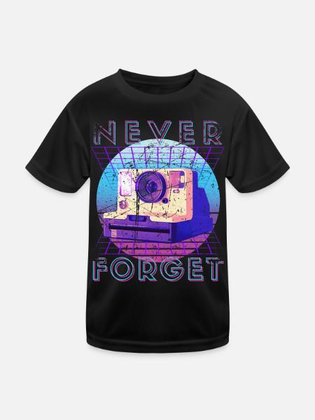 Never Forget Retro 80s 90s Nostalgia - Kids Functional T-Shirt - black - Front