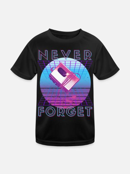Never Forget Retro 80s 90s Nostalgia - Kids Functional T-Shirt - black - Front