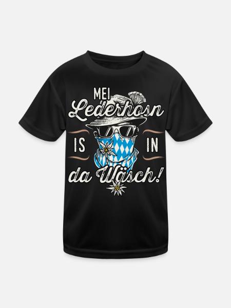 Trachten T-Shirt Herren Trachtenshirt - Kinder Funktions-T-Shirt - Schwarz - Vorne